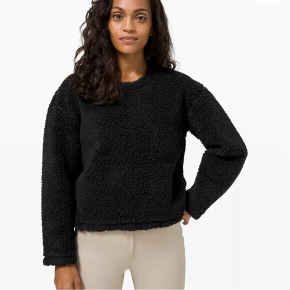 Lululemon Wool Whenever Crew Neck Sweater Wool Blend Sherpa Black Size 2 - Picture 1 of 15
